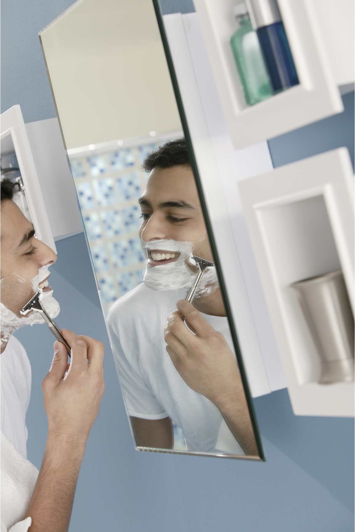 Bathroom mirrors with shaver