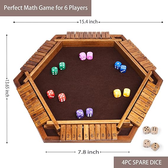 Shut The Box Dice Game Wooden Board