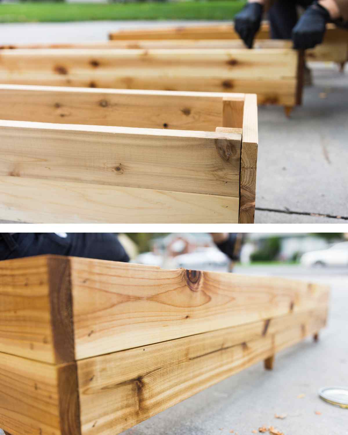 Image showing a cider wood planter box up close.