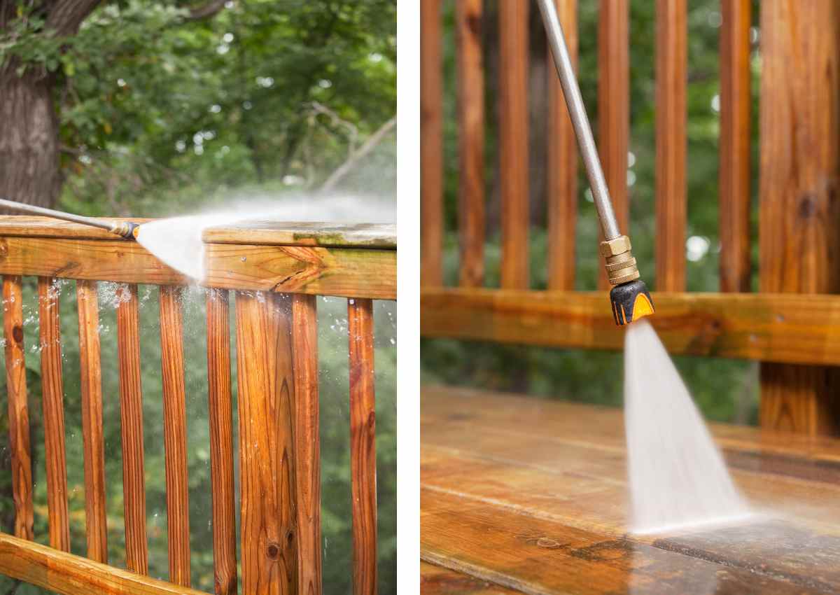 Cleaning pollen of the deck.