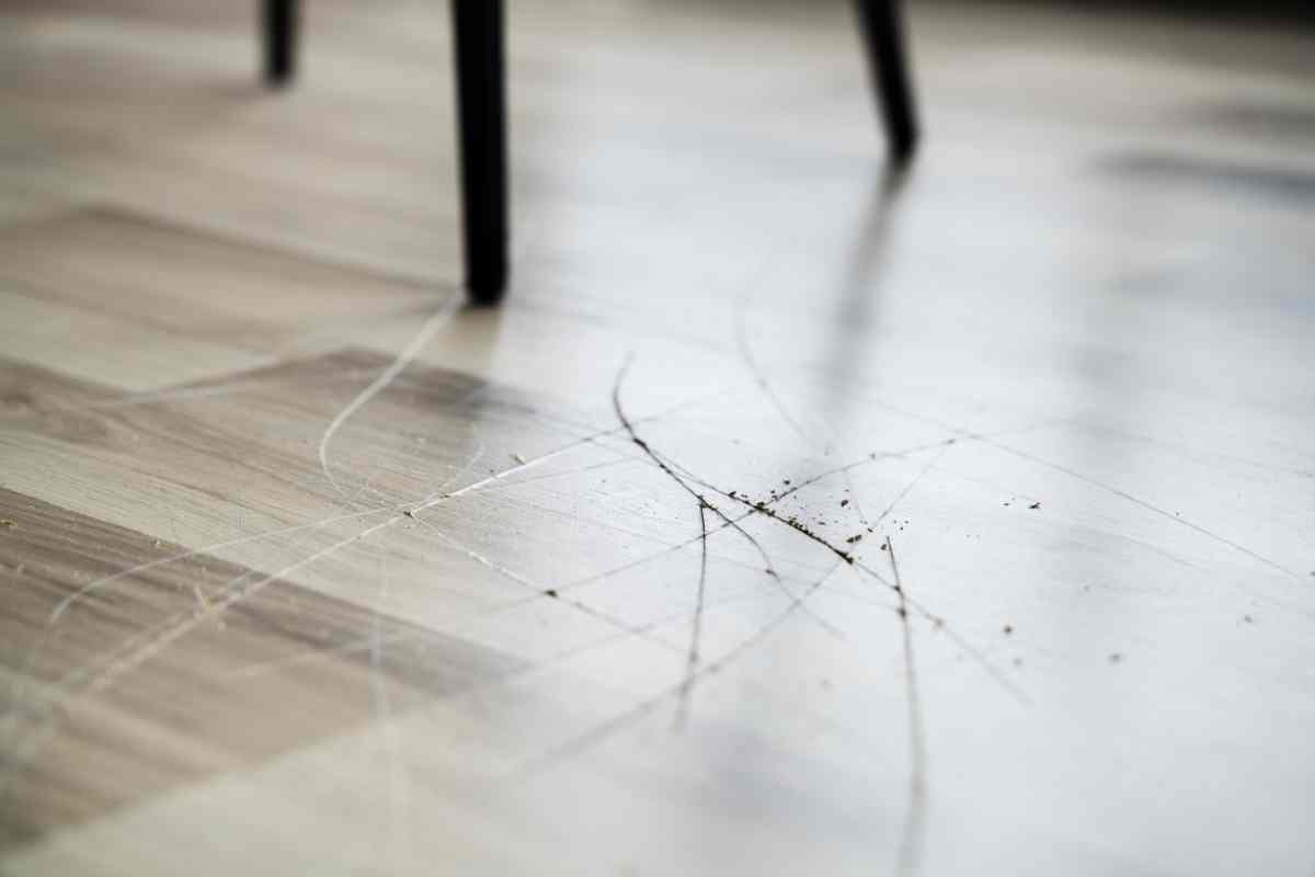 scratched laminate floor.