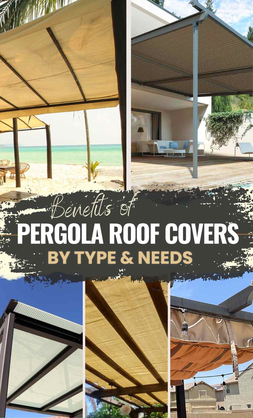 Transform your patio or gazebo with these inspiring pergola cover ideas! Discover how to cover your pergola roof with a variety of materials – from clear polycarbonate to elegant glass, durable metal, or durable waterproof fabric, canvas or sailcloth. Dive into DIY solutions for a pergola roof cover that suits your style. Whether you prefer a pergola roof canopy for a light, airy feel or robust pergola roof coverings for full protection, our ideas cater to every need. Get ready to elevate your outdoor space with these creative and practical pergola covering solutions. 