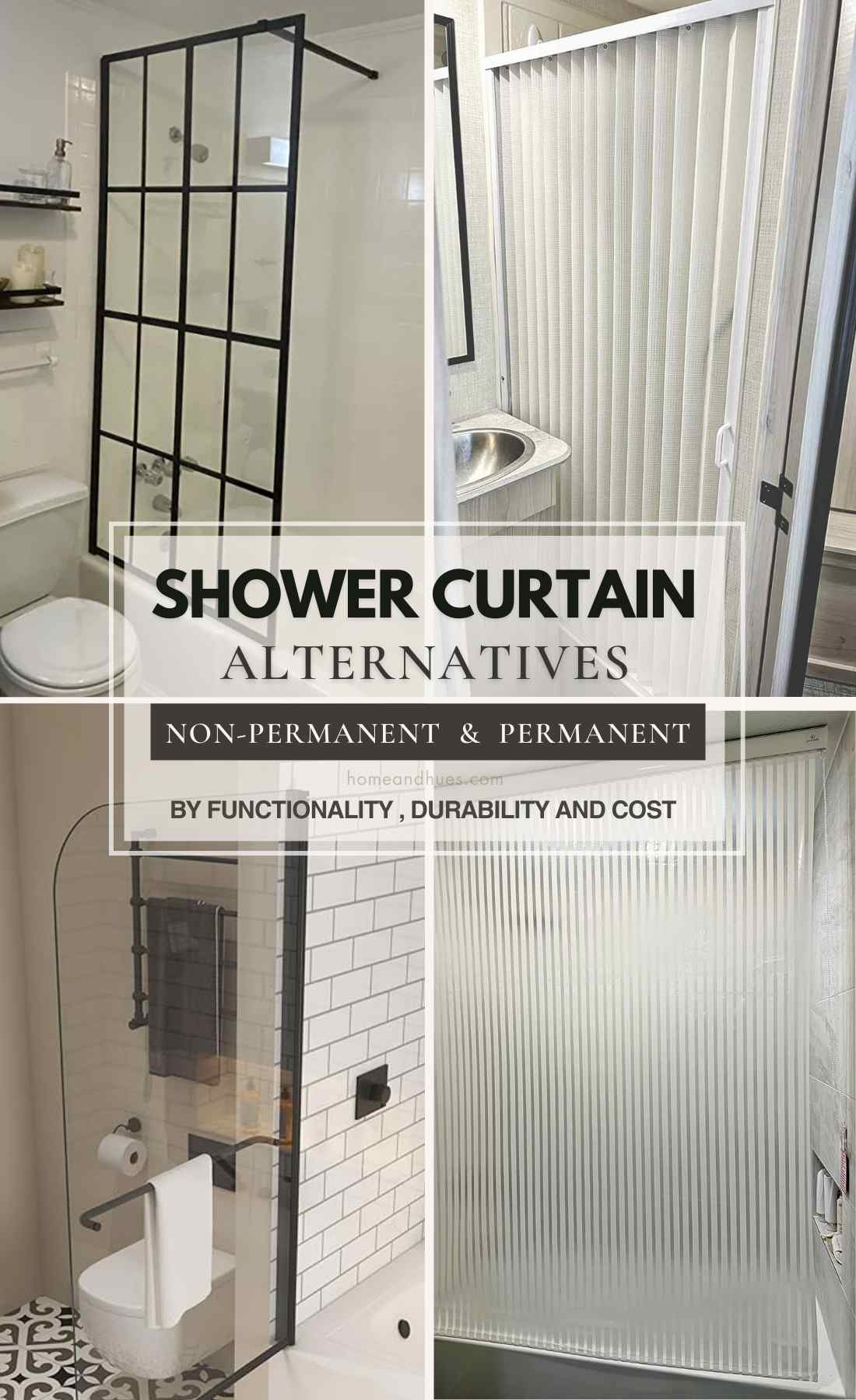 Transform your bathroom with these practical shower curtain alternative ideas!  Discover how to blend style, functionality, and DIY creativity to elevate your bathroom design. Say goodbye to plain curtains that stick to your body and hello to chic, practical shower curtain alternatives that provides more bathroom hygiene and easy cleaning whether they are less or more permanent.  