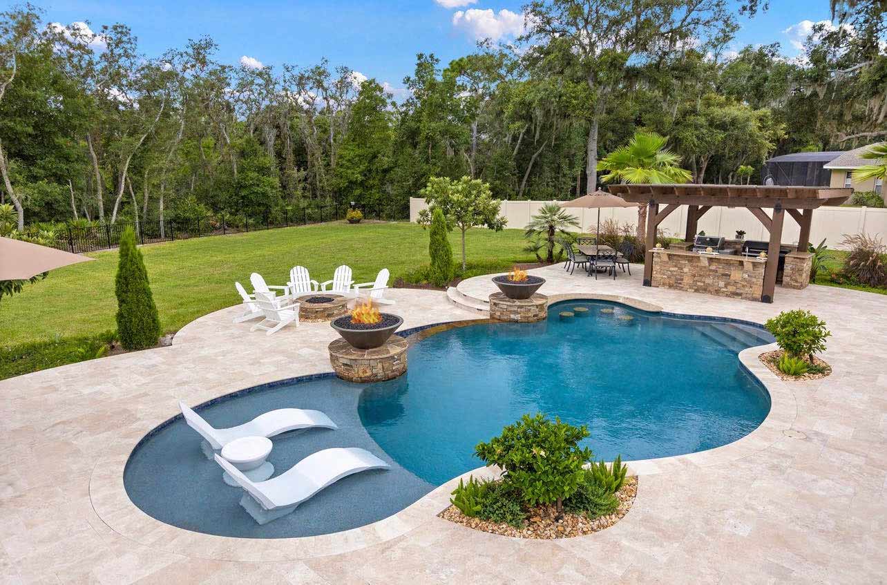 Lime stone pool deck