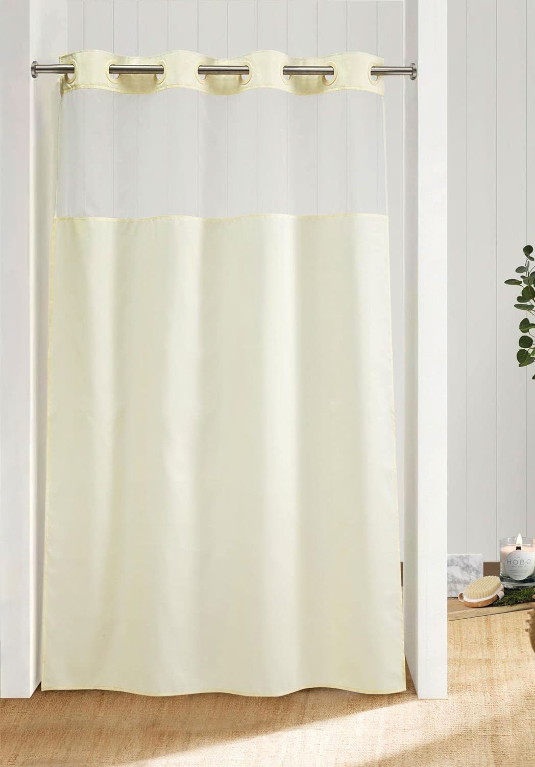 Hookless walk-in Shower Curtain with Window